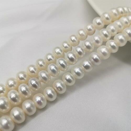 Freshwater Pearl Necklaces Oblate Shape with Size9-10 Mm Loose Pearl Strands Necklace for DIY Jewelry