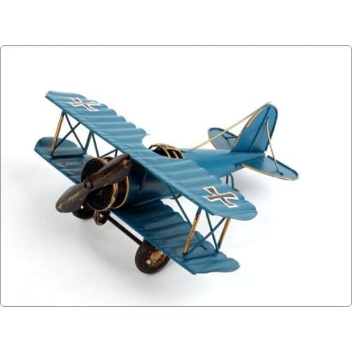 Retro Airplane Figurines Iron Plane Model Antique Glider Biplane Miniatures Vintage Home Decor Aircraft Ornament for Kids Gift