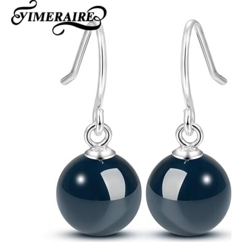 925 Sterling Silver Spherical Hanging Ceramic Earrings Multi Color Selection Jewelry For Women Girls Wedding Engagement Gifts