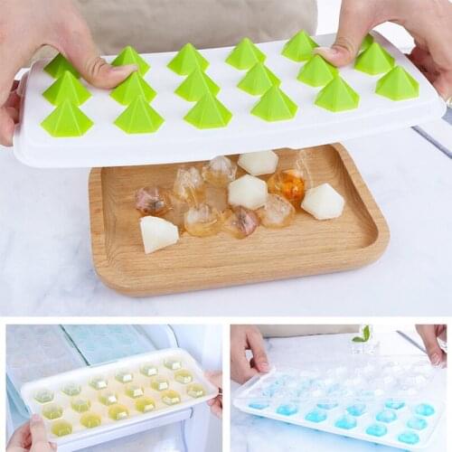 18 Grid Silicone Ice Cube Trays with Removable Lids Diamond Honeycomb Round Shape Cube Mold For Kitchen Bar Accessories