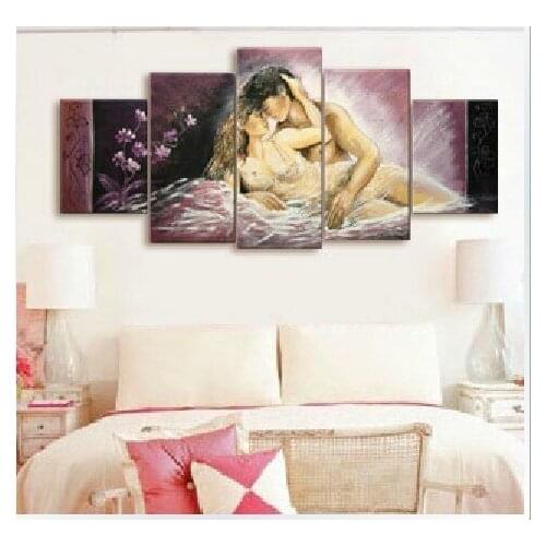 MODERN ABSTRACT HUGE WALL ART OIL PAINTING ON CANVAS lover 4Pannels Home Decoration For Living Room