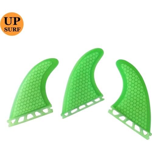 Tri fin set Future G5/G7 fins surfboard fins green surf fins Honeycomb Fiberglass upsurf logo
