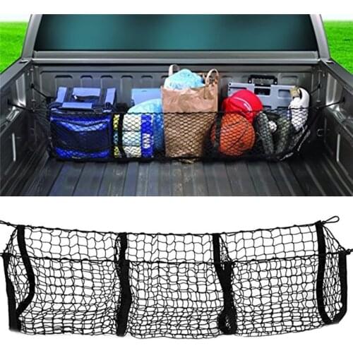 Universal Car Accessories Pickup Trucks Car Trunk Net Bag Three Grid Luggage Three-Dimensional Net Pocket