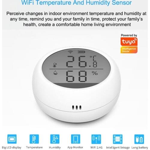 WIFI Temperature And Humidity Sensor Indoor Hygrometer Thermometer With LCD Display Support Alexa Google Assistant Smart Home