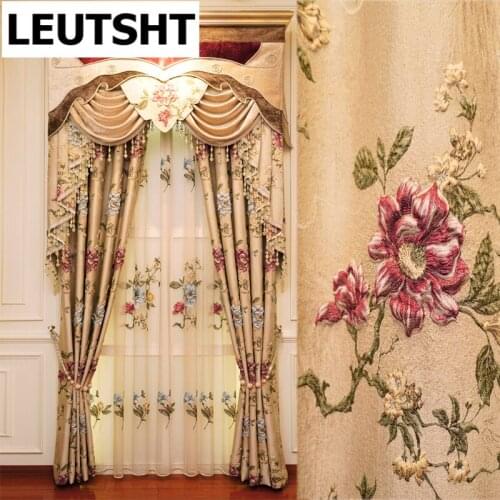 Europe and American top Luxury4D embossed jacquard full shading villa curtains for living room high quality curtains for bedroom