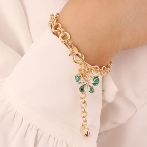 Simple New Colorful Butterfly Heart Charm Bracelet for Women Gold Color Hand Chain Female 2020 Fashion Jewelry Bracelets
