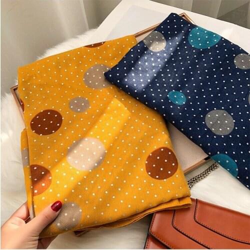 2019 Autumn Women Cotton Spot Print Silver Foil Fringe Scarves Shawls Polka Dot Wrap Scarf Hijab 2 Color10PCS/LOT Free Shipping