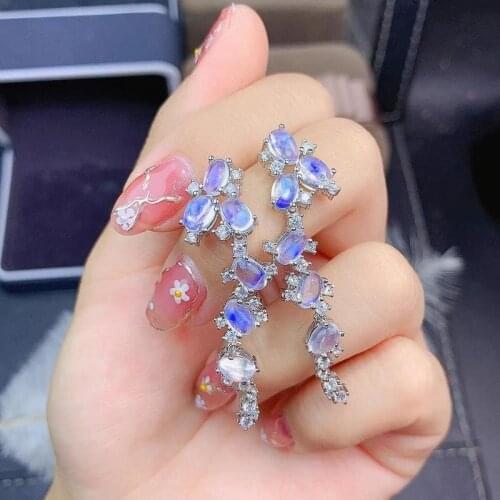 Natural Quamarine Gemstone Ring Light Blue Earring for Women 925 Sterling Silver Engagement Bands Jewelry