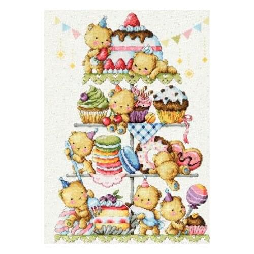 Gold Collection Lovely Counted Cross Stitch Kit Sweet Bears Bear Cake Dessert Lollipop SO