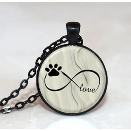 1pcs Beautifully Animal Infinity Pendant women Necklaces love and Dogs Paws Glass necklace Cabochon Pendant Jewelry gifts
