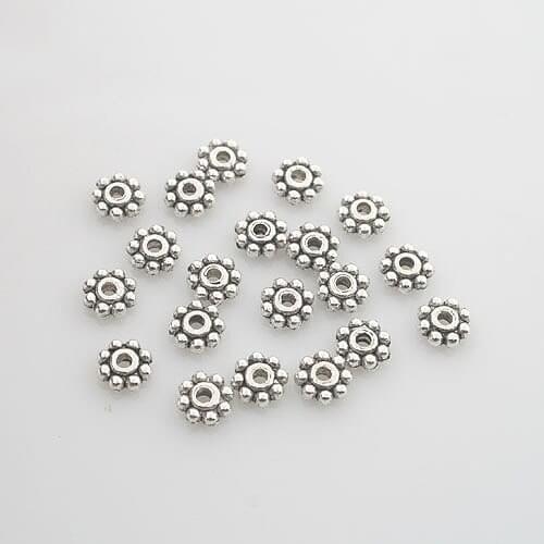 100pcs Tibetan Silver round Daisy Spacer beads X0005