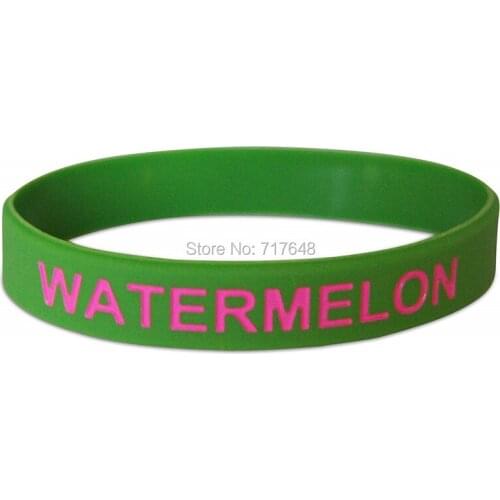 100pcs Watermelon Green wristband silicone bracelets free shipping by epacket A