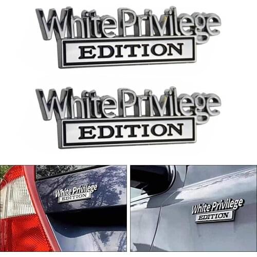 2Pcs 3D Metal Labeling Car Truck Emblem Badge Decal Chrome Car Styling Metal White Privilege Edition Car Sticker Decal