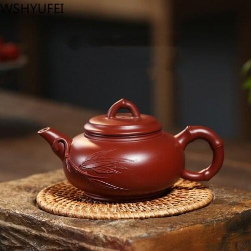 200ML yixing teapot zisha Dahongpao bamboo section teapot handmade kettle Household Infusion Of Tea Kettle Tea set Tea