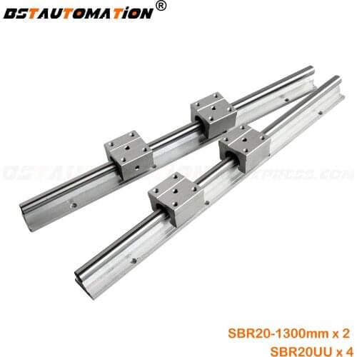 2pcs SBR20 linear guide rail 1300mm + 4pcs SBR20UU bearing block for cnc router parts