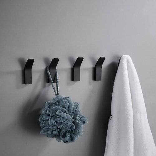 3-20 pcs Bath Bathroom Robe Coat Clothes Towel Hook Wall Self Adhesive Sticky Home Kitchen Storage Gadgets Hanging Rack Black