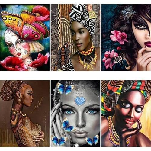 DIY 5D Diamond Painting Indian Female Diamond Art Embroidery Fashion Cross Stitch Full Round/Square Drill Home Manual Decor Gift