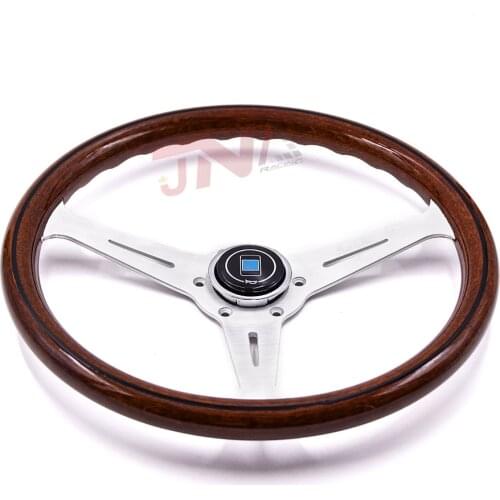Aluminum Spoke Copy Wood Universal Car Steering Wheel with Horn Button Turning Wheel