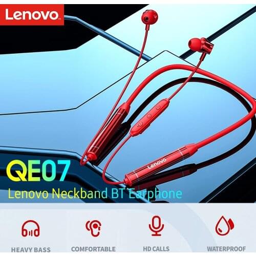 Lenovo QE07 Wireless Earphones BT5.0 Magnetic Neckband Earbuds w/Mic/IPX5 Waterproof/Sports Headphones Compatible iOS/Android