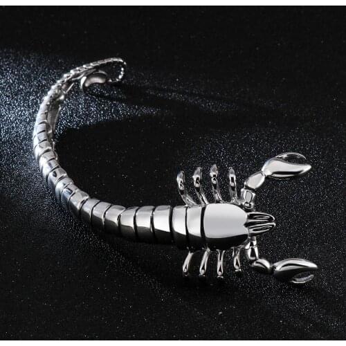 Gothic High Polished Scorpion Men Bracelet Stainless Steel Unique Animal Series Heavy Link Chain Fashion Male Accessories