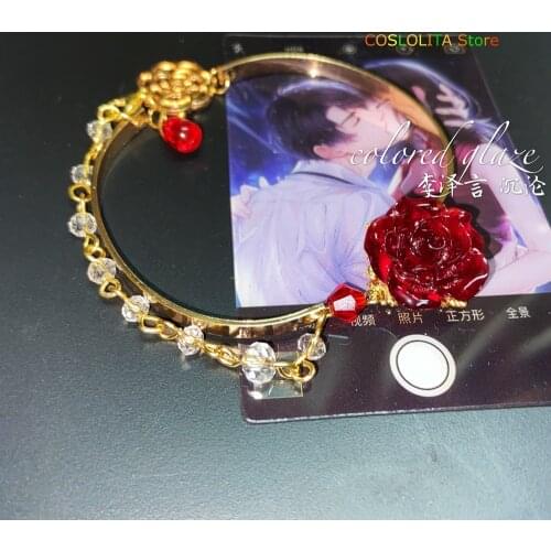 Anime Love and Producer Victor Li Zeyan Crystal Bracelet Ring Cosplay Rose flower wristband Birthday Xmas Gifts