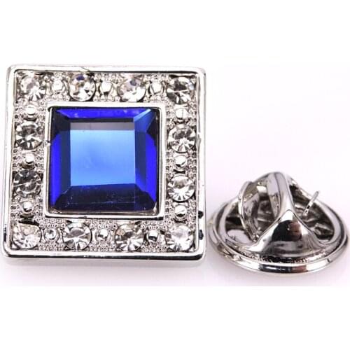 Blue Crystal Brooch high quality mens suit Brooch Lapel Badge Pin mens Wedding Shirt Lapel Brand Jewelry Pin