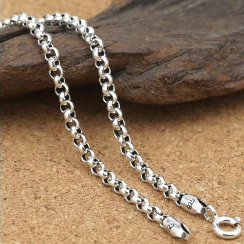 Pure Silver 3mm Thick Cross O Link Chain S925 Necklace Sweater Chain Sterling 925 Silver Jewelry