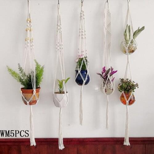 Flower Pot Natural Net Pocket Gardening Green Plant Creative Style Cotton String Hanging Basket Hand-Woven Hanging Flower Pot
