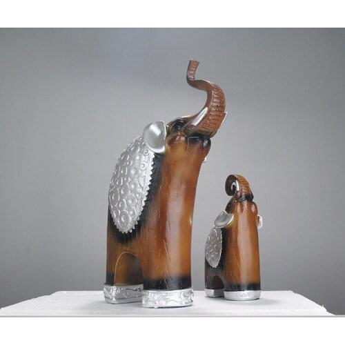 Resin Elephant Decoration Living Room Sculpture Porch Office Table Decorative Sculpture Mother and Child Elephants Sculpture