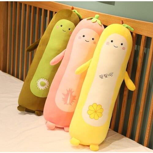 80/110CM Cute Lemon Plush Toys Cute Stuffed Soft Strawberry Kiwi Pitaya Plush Long Pillow Children Kids Sleeping Cushion Gift