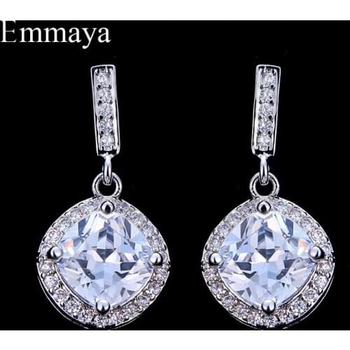 Emmaya Shiny Stud Earrings for Women White Gold Color Jewelry Fashion Blossom Boucle D'oreille Femme Wedding Gift