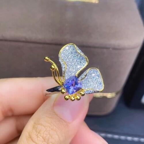 Luxurious big luxurious square Natural Blue tanzanite gem Ring Natural gemstone ring S925 silver women party girl gift Jewelry