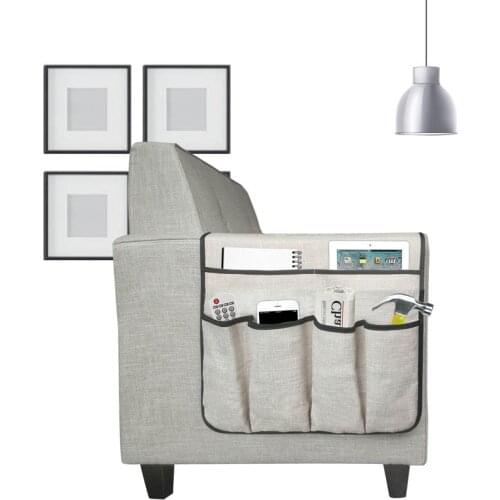Remote Control Phone Storage Box Magazine Sundries Organizer Sofa Chair Arm Rest Storage Bag Couch