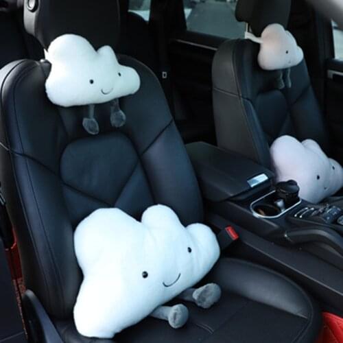 Creative Car Headrest Cute Cloud Car Headrest Cushion Neck Pillow Womens Auto Interior Accessories Multifunctional Universal