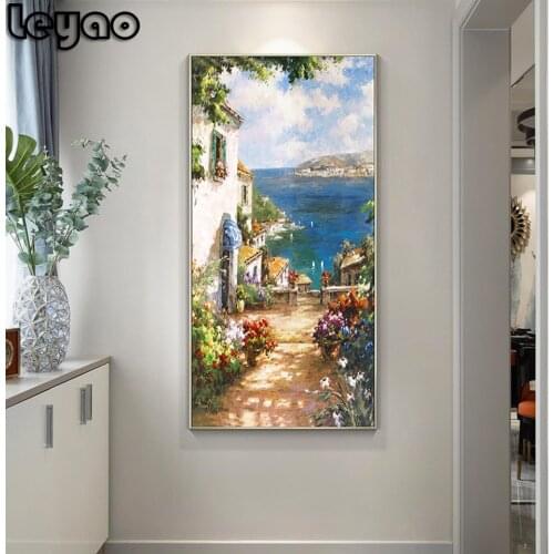 American Mediterranean Landscape Garden Town 5d Diy Full Square Round Diamond Painting Kits Diamond Embroidery Cross Stitch 3D