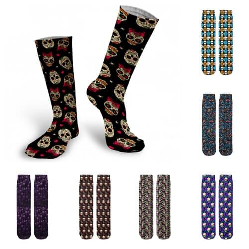 Hot Punk Skull Crossbones Compression Cotton Socks Street Skateboard Medium Tube Socks Unisex Women Autumn Winter Socks Soxs