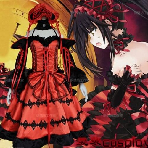 COSFANS 2019 New Anime DATE A LIVE Nightmare Tokisaki Kurumi Uniform Cosplay Costumes Full Set Party Fancy Lolita Princess Dress