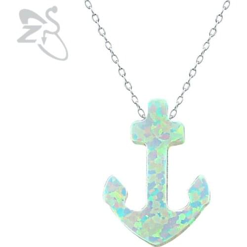 Anchor necklace silver 925 fire opal necklace fashion jewelry natural stone pendant necklace charms bijuterias colar feminino