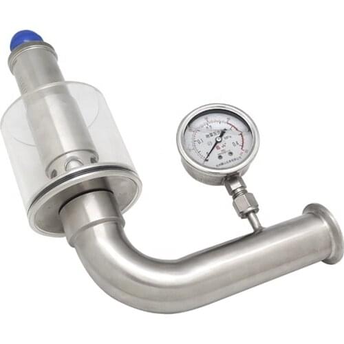 Food Grade, Sanitary Stainless Steel Exhaust Air Release Valve With Pressure Gauge