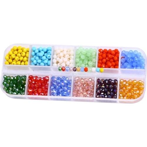 12 Colors 4mm Flat Beads Crystal Beads in a Box DIY Handmade Beads Jewelry Accessories