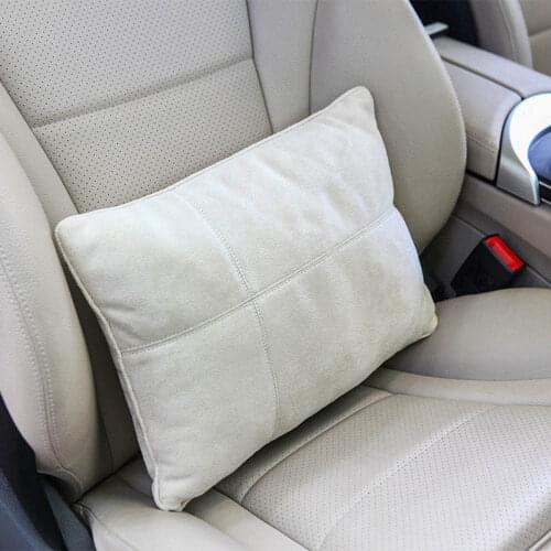 JINSERTA Car Seat Cushion Support Pillow Maybach Design S Class Headrest Waist Pillow Suede Fabric Seat Back Neck Support Pillow