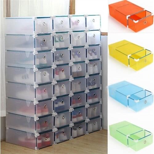 Daily Dustproof Transparent Shoe Box Simple Drawer Case Folding Home Plastic Storage Box Organiser Holder Stackable Shoe Rack