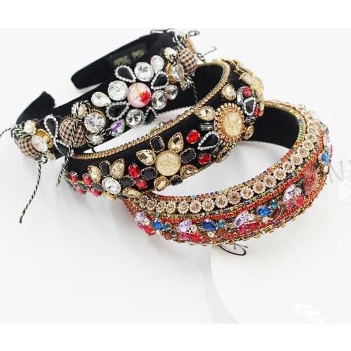 European and American Baroque headband fashion rhinestone gemstone color luxury and beautiful ladies prom gift hair accessories