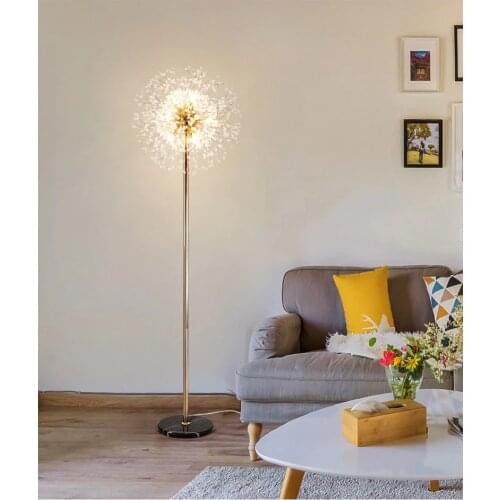 Postmodern Nordic Art Decoration Dandelion Crystal Marble Floor lamp Floor light for living room bedroom hotel project