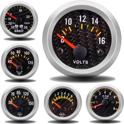 52MM Gauge Tachometer Water Temperature Gauge Boost/Water Temp/Oil Temp/Oil Press/Voltage Analog LED Speedometer Car RPM