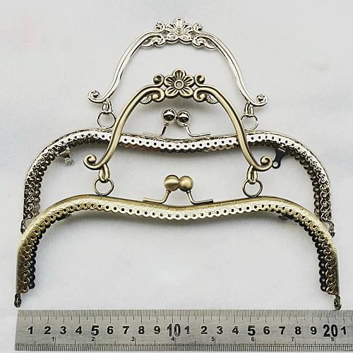20.5cm vintage elegant women purse frame clutch bag clasp with handle DIY hardware accessories knurling mouth golden 3pcs/lot