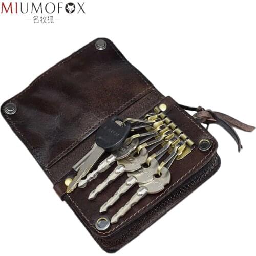 Vintage Unisex Key Wallet 2020 Hot Fashion Multi-function Key Housekeeper Brand Zipper Coin Purse Drivers License Hasp Key Case