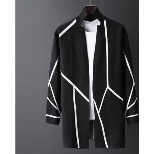 New Knitted Mens Cardigan Long Sleeve Outwear Cardigan Sweater Korean Loose Pockets Hombre Coat Casual Jackets Masculino