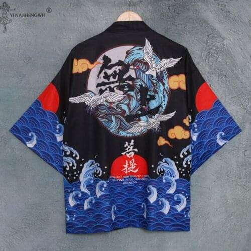 Japanese Kimonos Men woman kimono cardigan shirt blouse Japanese yukata female kimono harajuku streetwear Asian Clothes Samurai