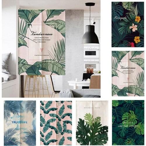 Entrance Door Curtain Tropical Plants Half-curtains for Kitchen Bedroom Entrance Partition Curtains Printed Drapes Living Room